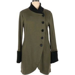 Olive Green and Black Asymmetrical Sweater